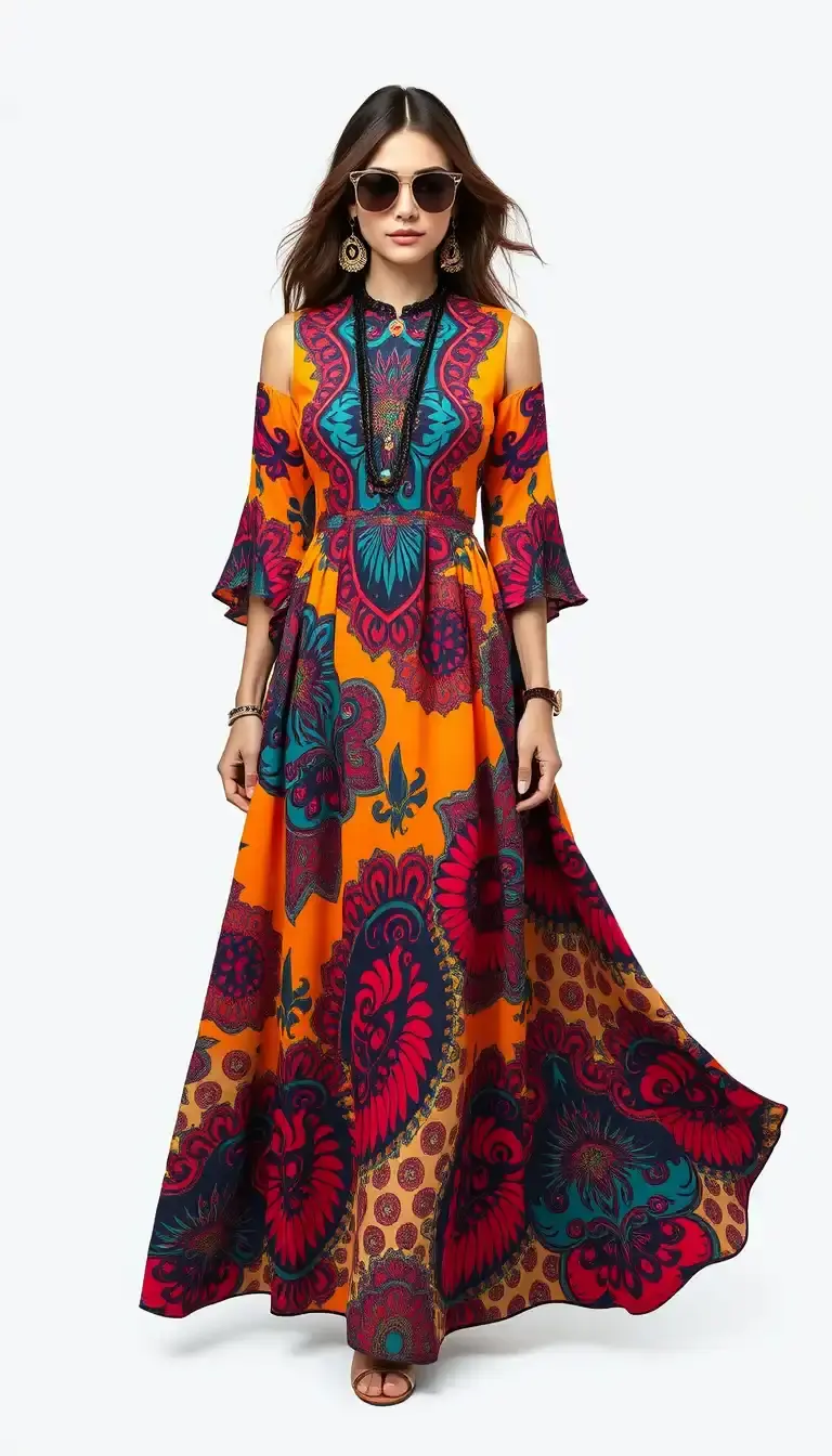 Vibrant printed maxi dress