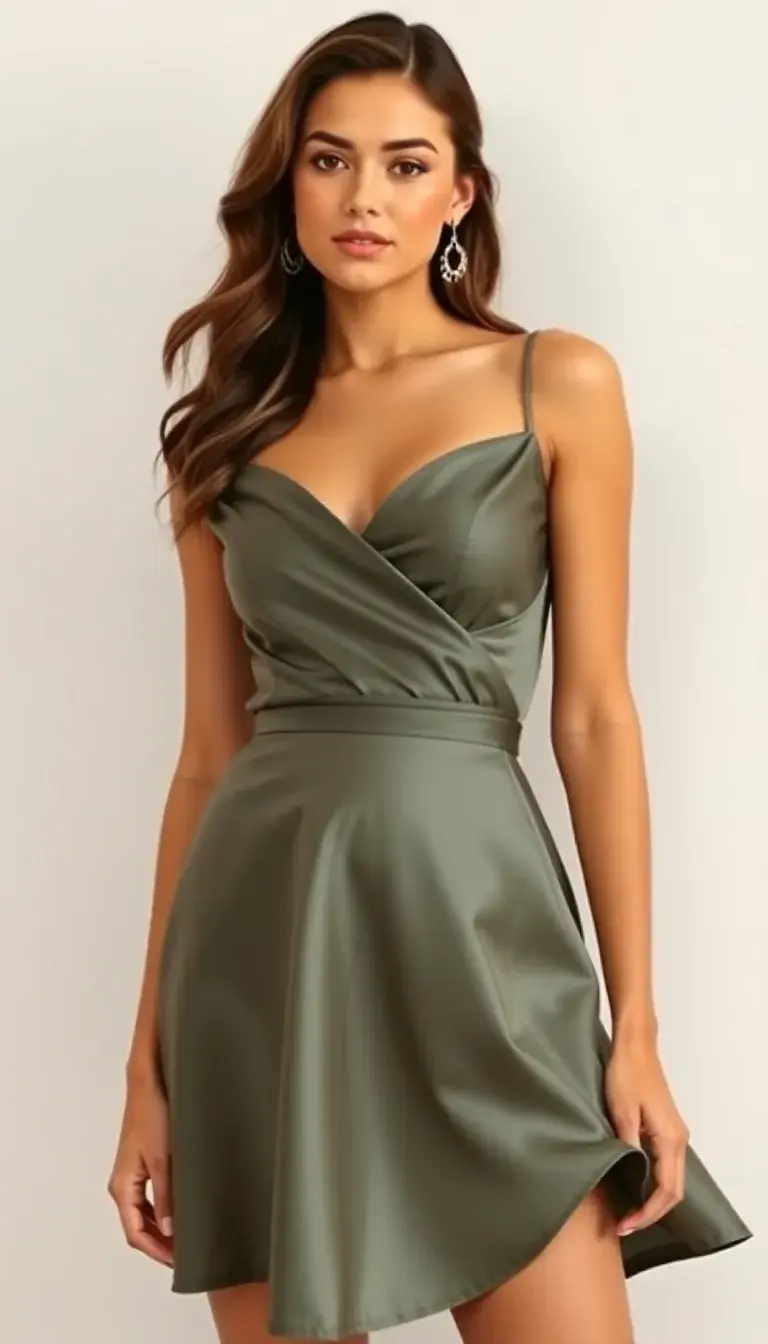 Satin Drop Waist Mini Dress