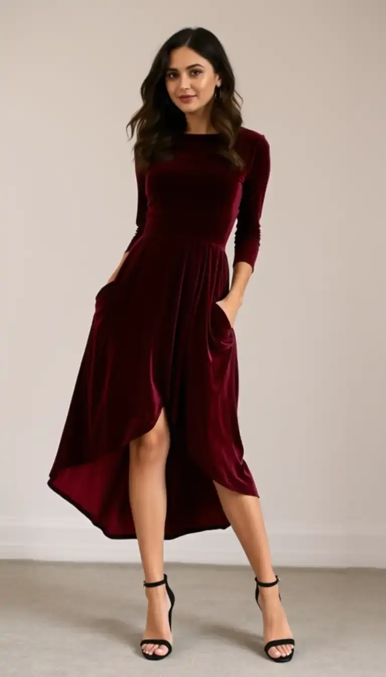 Velvet Drop Waist Dress