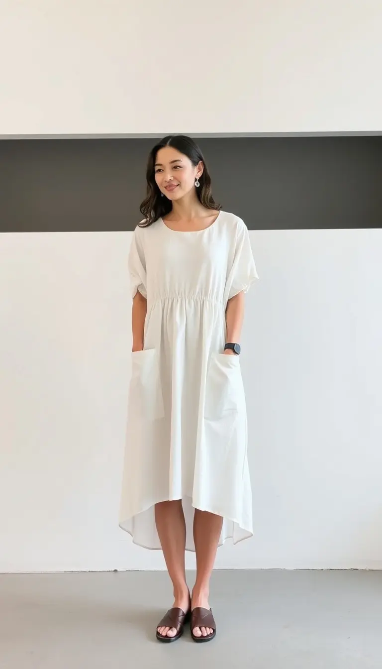 Cotton Drop Waist Dress