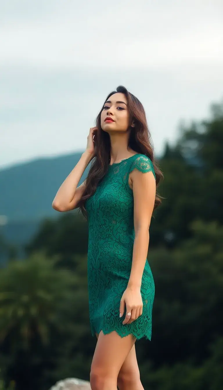 Emerald Green Lace Dress
