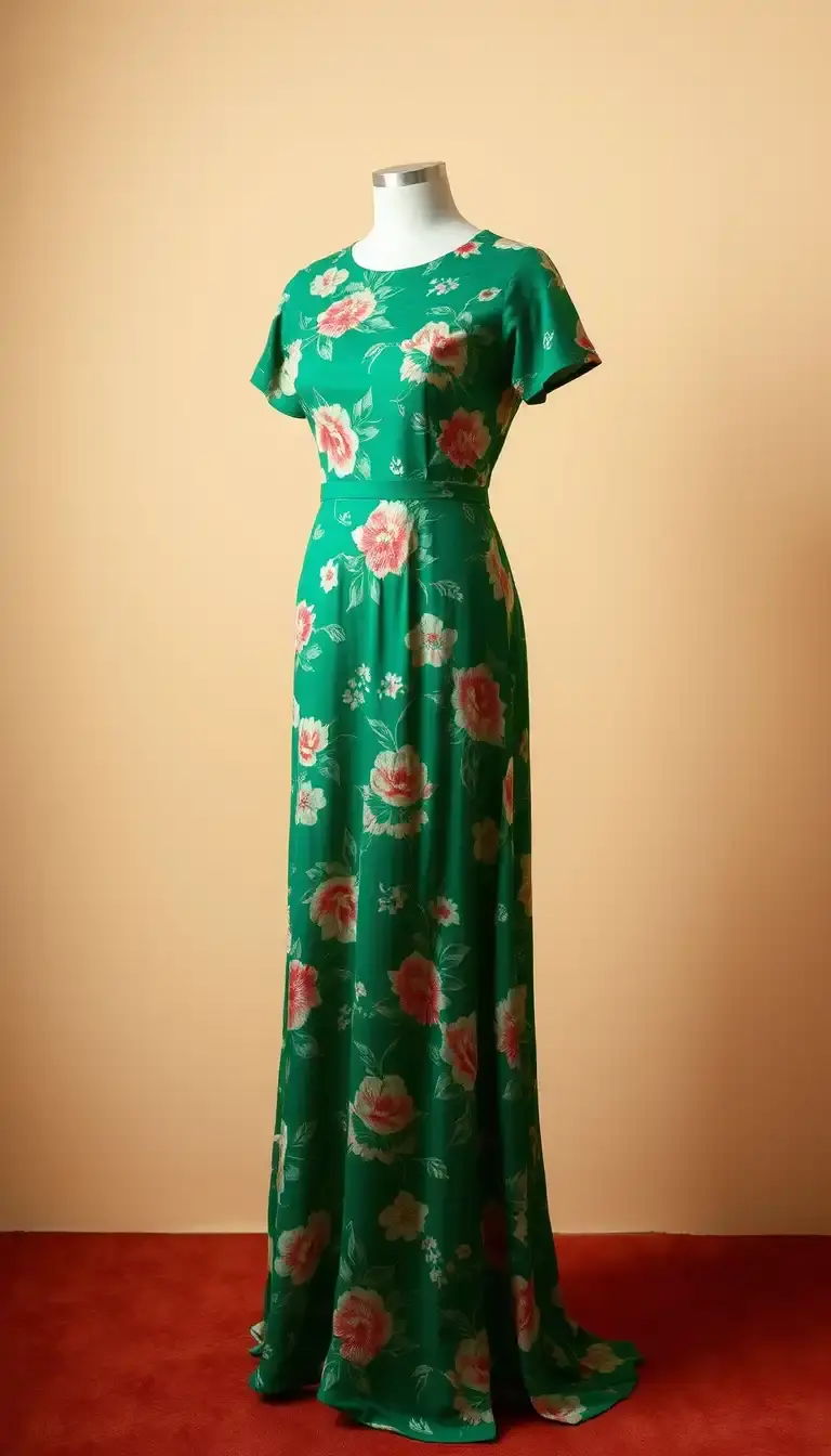 Emerald Green Floral Dress