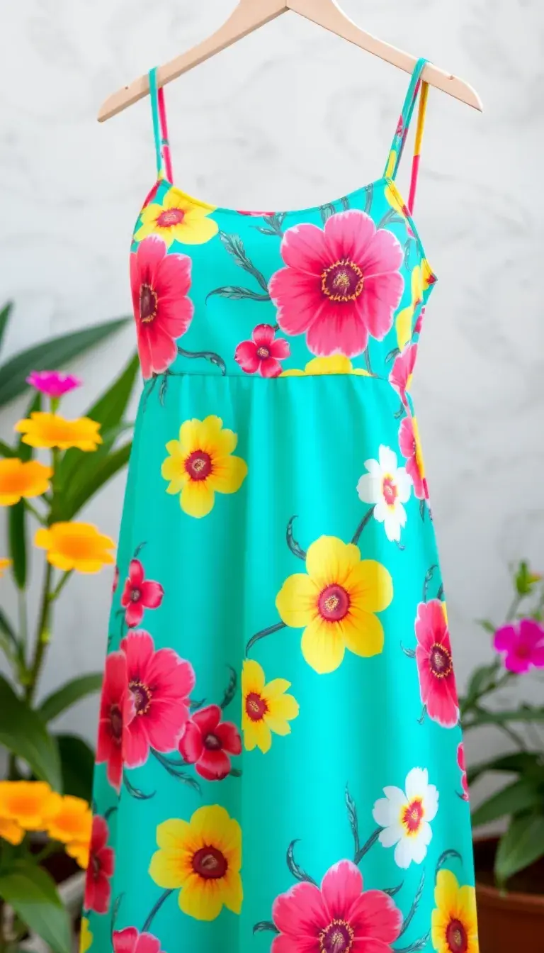 Floral sundress in bright colors with straps