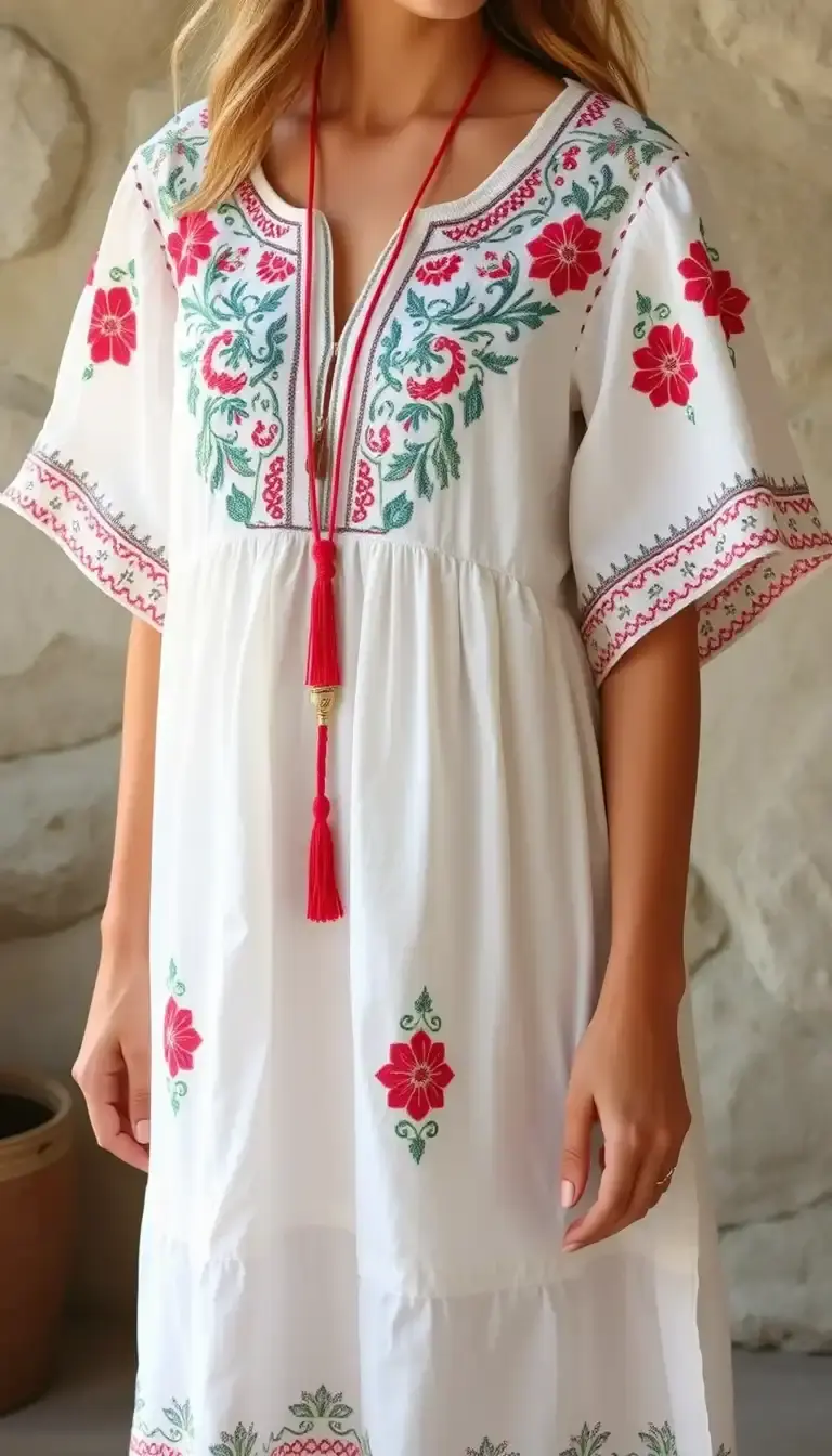 Bohemian summer dress with embroidery