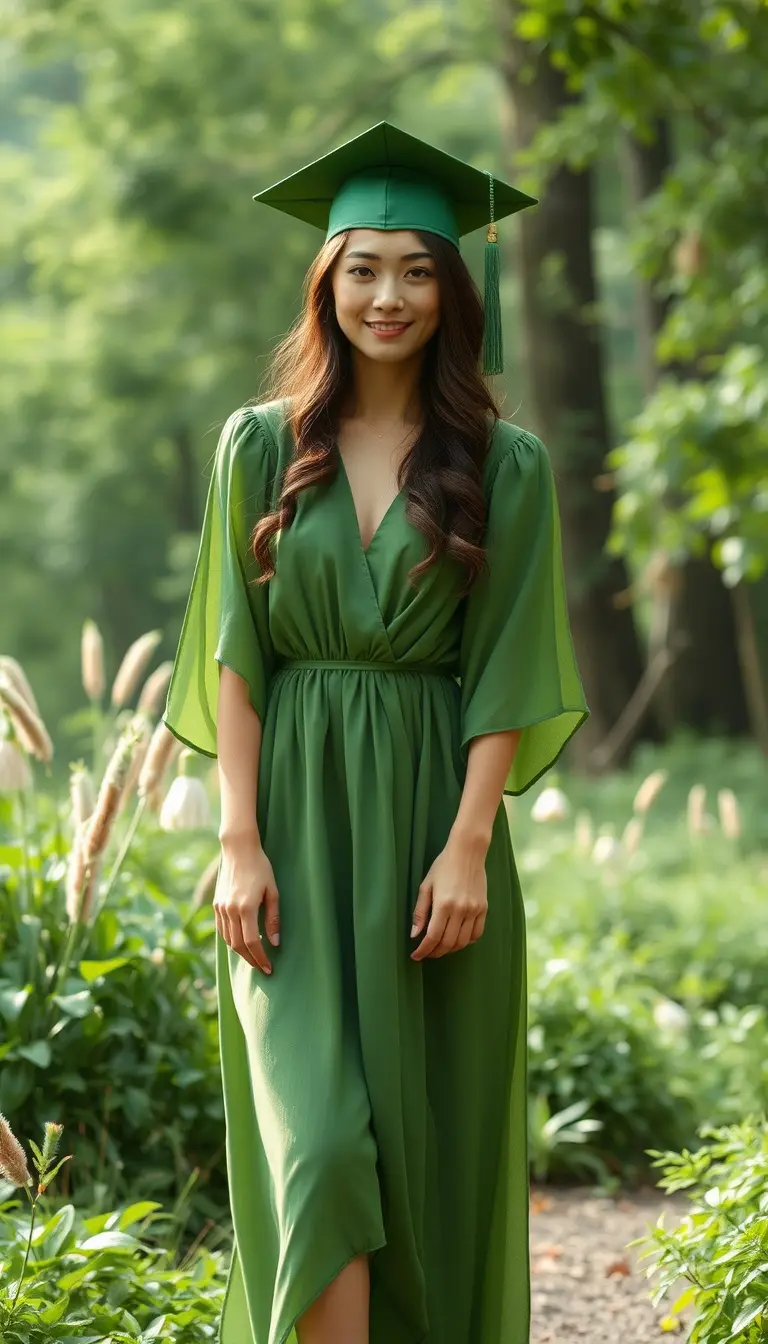 Nature Green Sustainable Graduation Dress