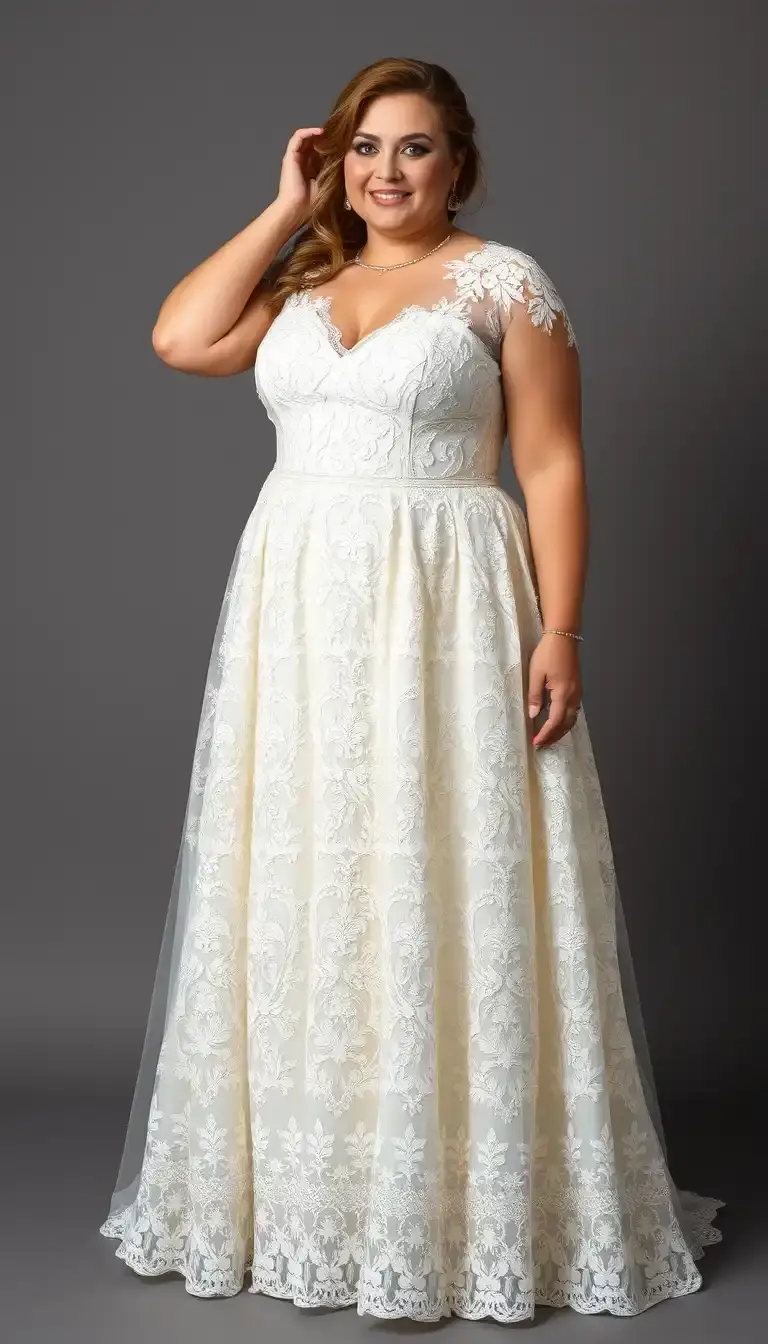 Plus size lace formal dress