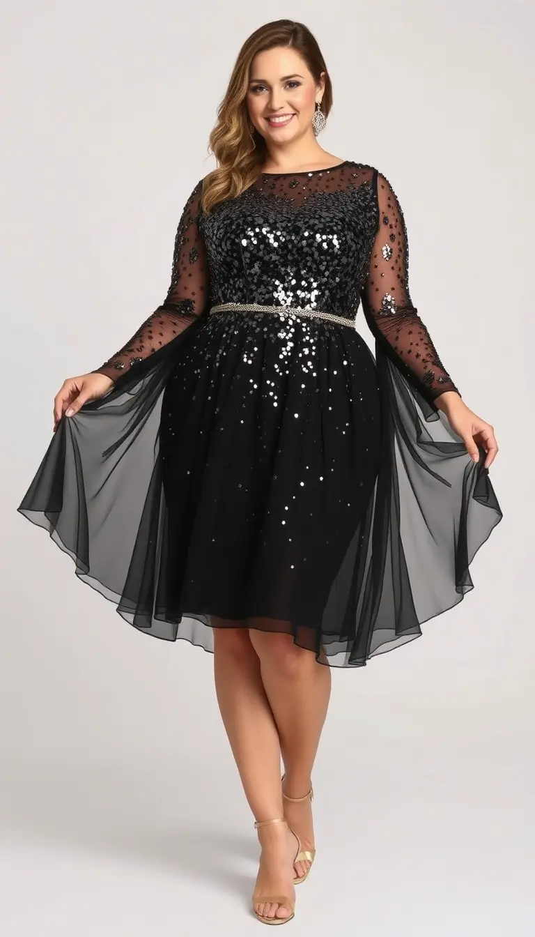 Plus size sequin formal dress