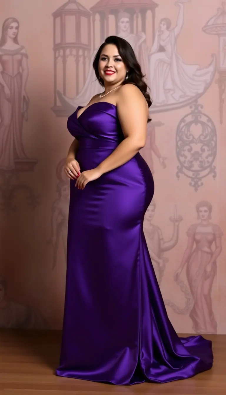 Plus size satin formal gown