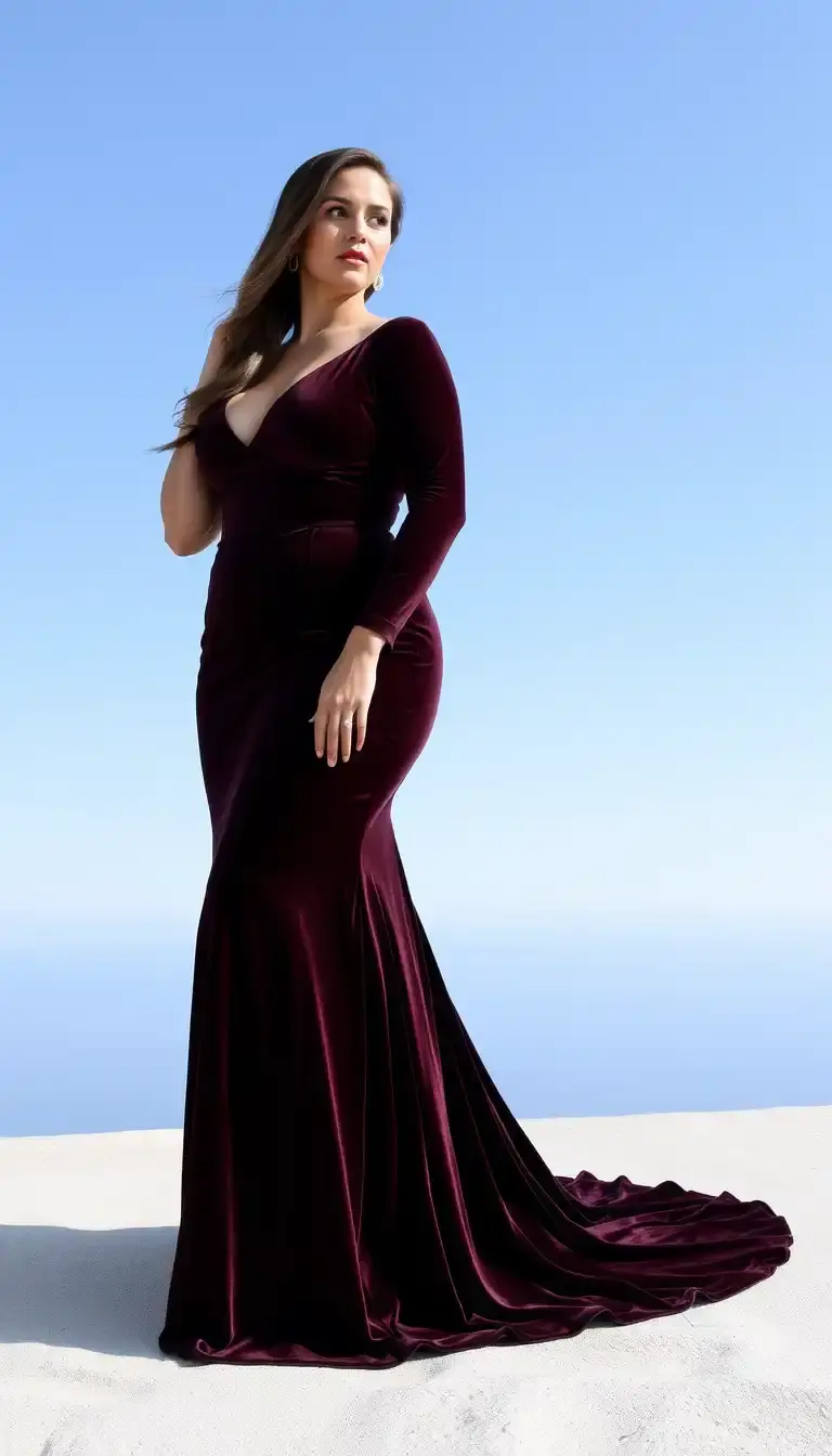 Plus size velvet formal dress