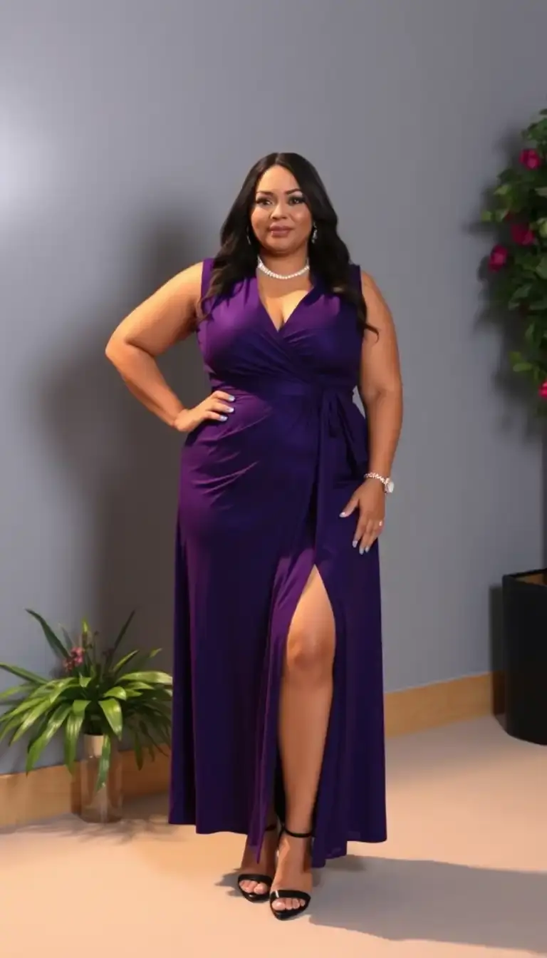 Plus size wrap formal dress