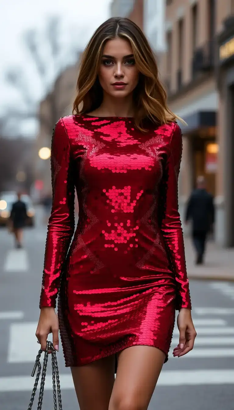 Sequin Red Mini Dress