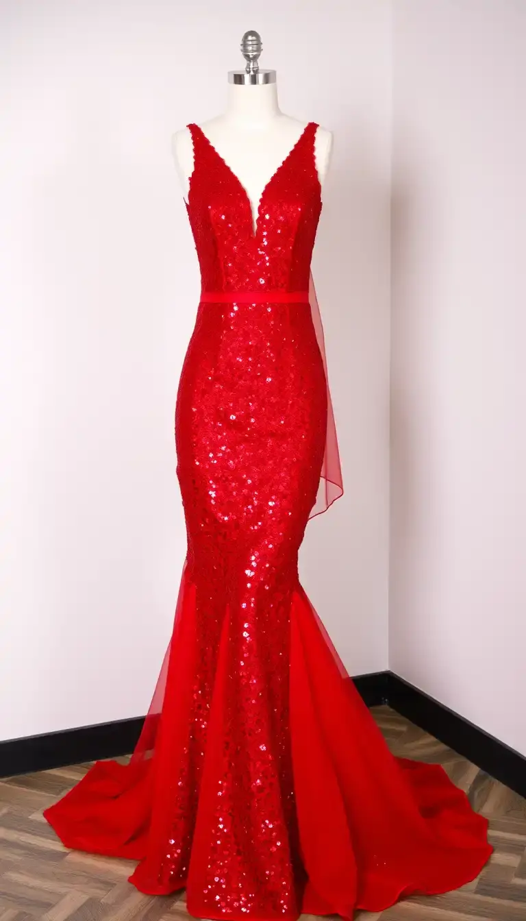 Red Prom Sequin Dress