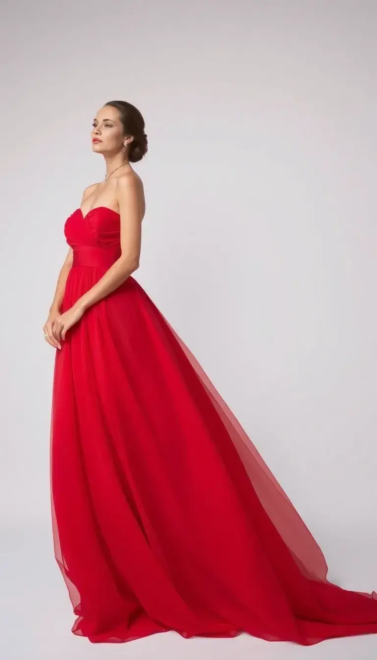 Red Prom Chiffon Dress