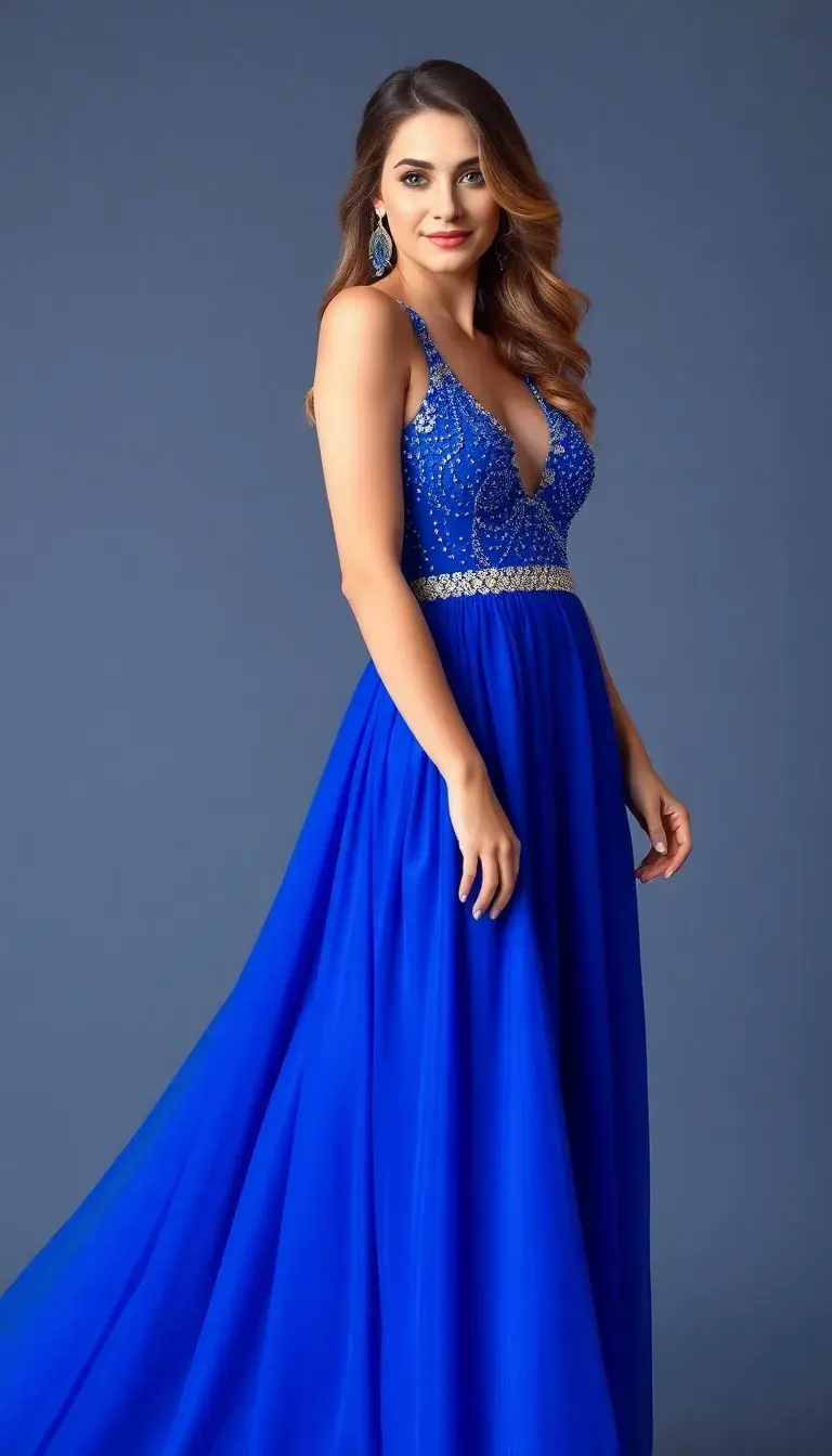 Royal Blue Maxi dress with beads