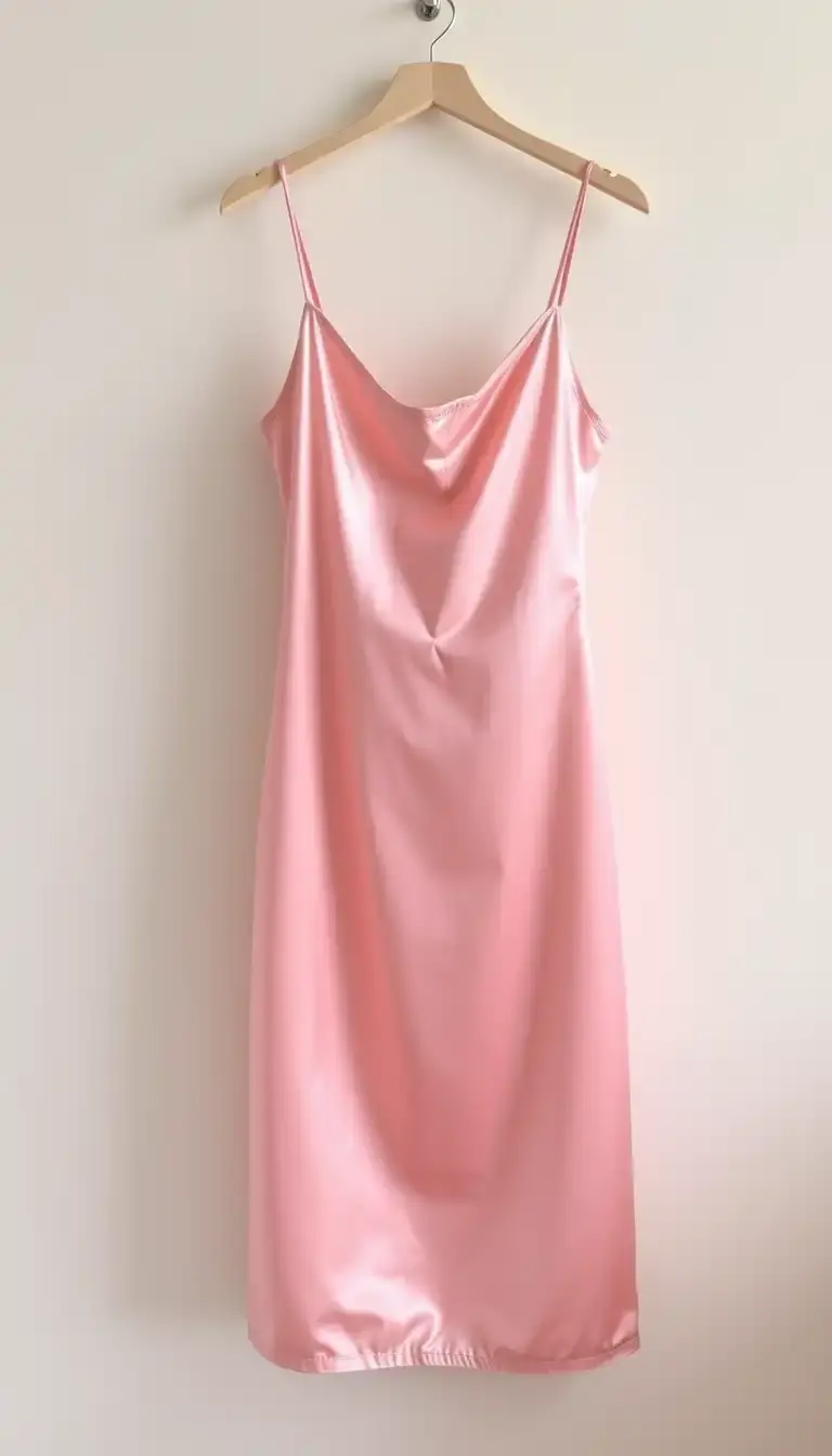 Pink satin slip dress
