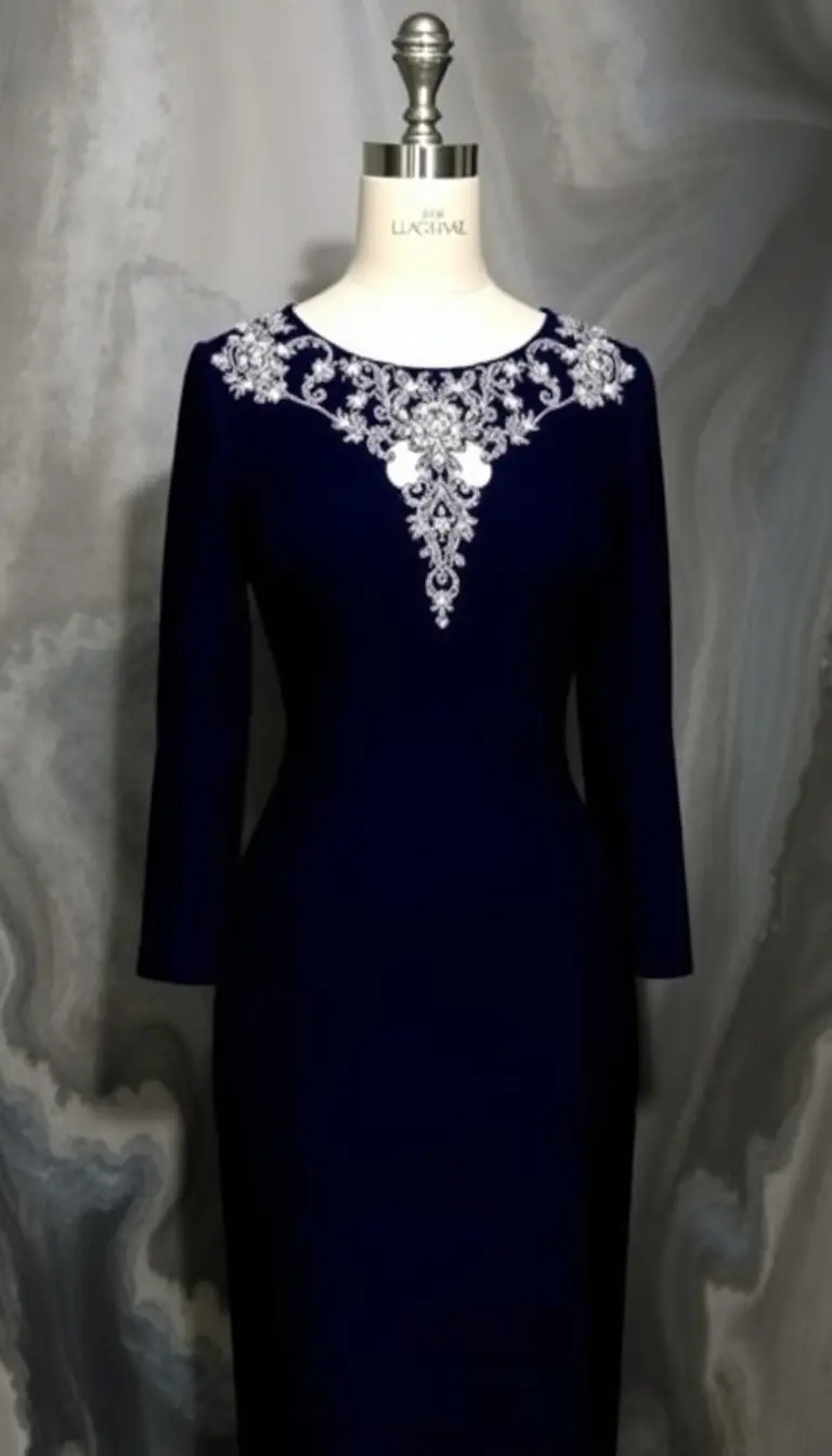 Navy Sheath Formal Dress