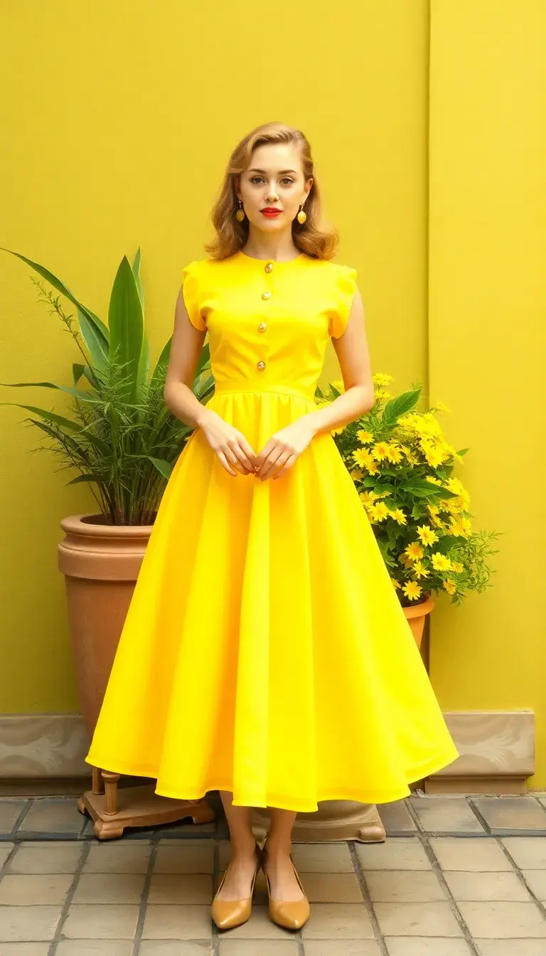 Bright Yellow A-Line Dress