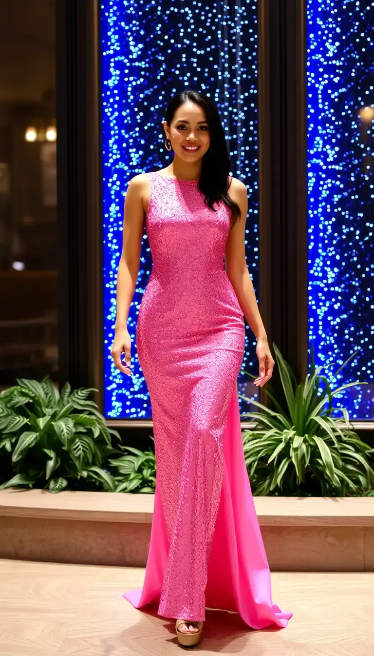 pink cocktail sequin dress