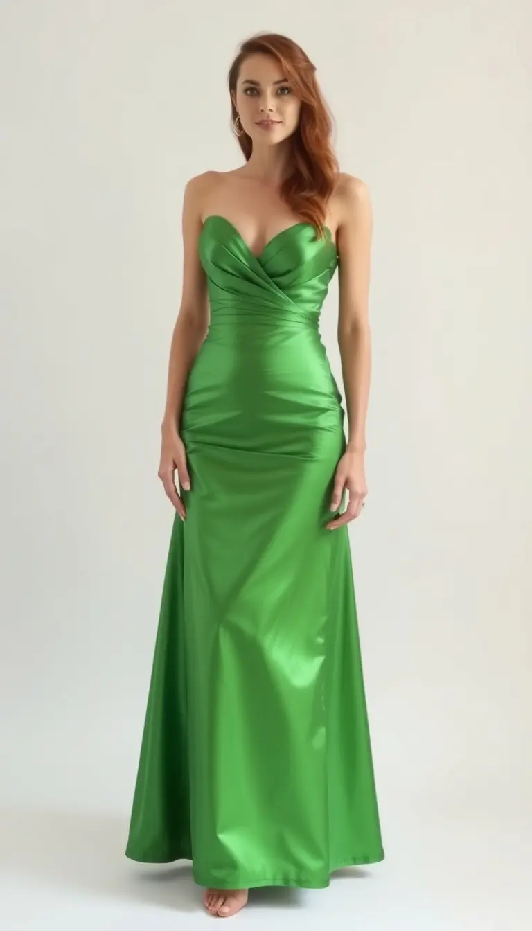 green cocktail satin dress