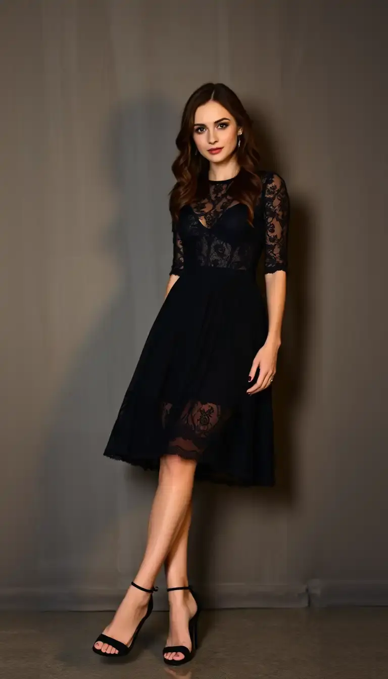 Little Black Dress with Lace Overlay