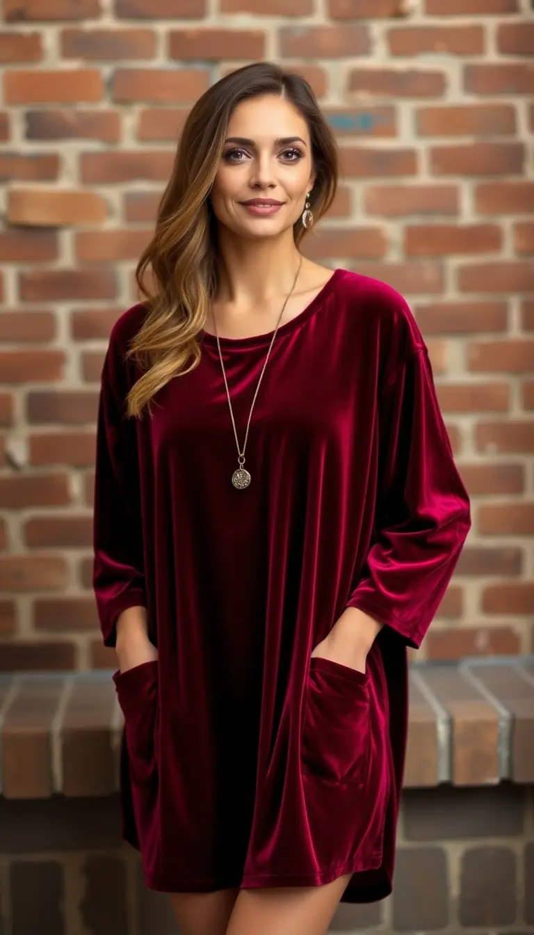 Burgundy Velvet Shift Dress