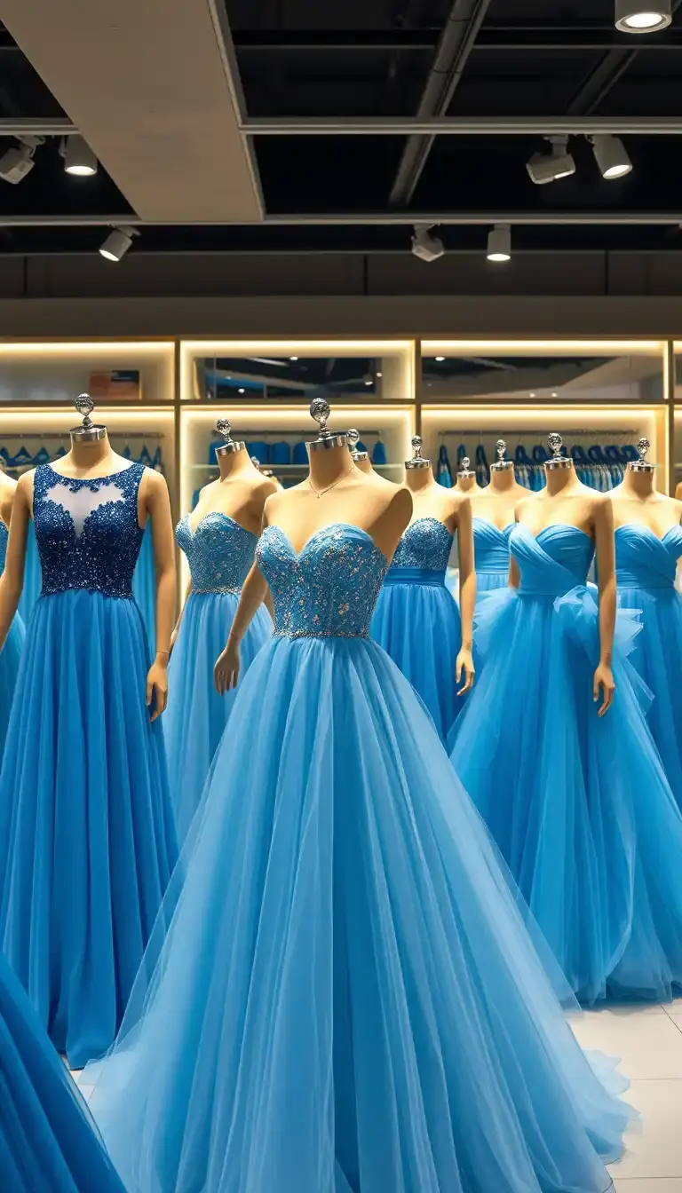 blue color prom dresses