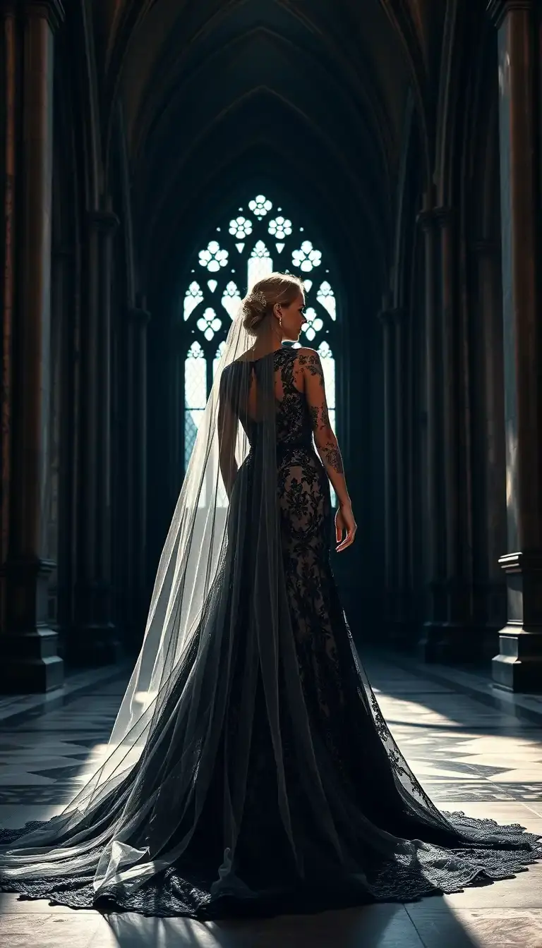 bride dressed in black